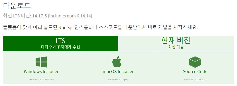 Windows Installer를 클릭하여 다운로드